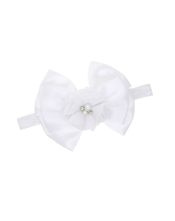 Baby Baptism Headband Bow Newborn Christening Hair Band Baby Baptism Lace Headwear Bbg48 (Flower Bow)