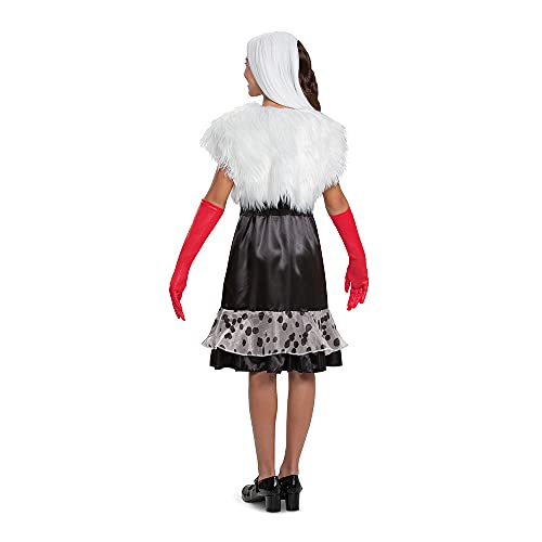 Cruella Costume For Tweens, Official Disney Estella Black Dress Outfit From Cruella Live Action Movie, Classic Size Large (10-12
