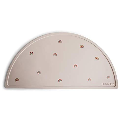 Mushie Silicone Placemat For Kids | Bpa-Free Non-Slip Design (Rainbows)