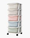 Toypenter 5 Layer Kids Storage Organiser With Wheels  Multicolor | Collapsible Waterproof Chest Of 5 Drawers For Baby Clothes, 