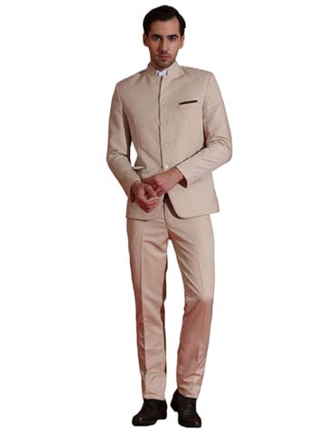 Tahvo MenS 2Piece Suit Set | Self Designed Regular Fit Bandhgala Blazer With Trouser For Men | Jodhpuri Suit For Formal Events