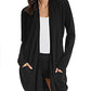 Long Comfy Knit Kimono Cardigan For Women Outwear(M,Black)
