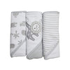 Spasilk Baby 3 Pack Soft Terry Hooded Towel Set For Newborn Boys And Girls Gray Lion One Size