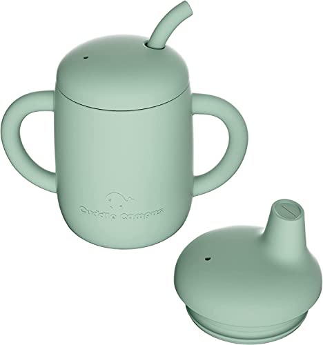Cuddle Campus Sippy Cups,[4 In 1] 100% Silicone Toddler Cups,Shatterproof Straw Sippy Cup,Open Cup For 1/1+ Year Old Baby 7 Oz