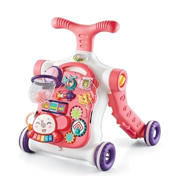 Baby Walker 5 In 1,Vatos Sit-To-Stand Learning Walker,Assemble As Scooter/Balance Bike/Push Walker/Activity Table/Detachable Pan