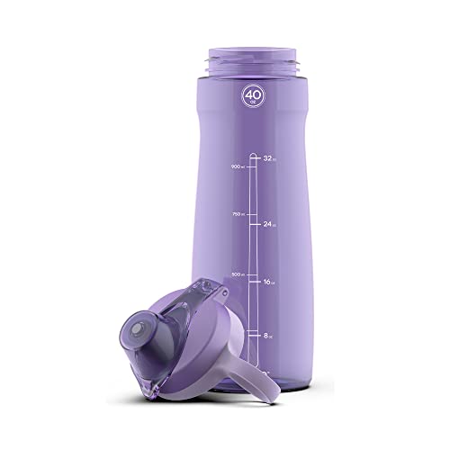 Pogo Plastic Water Bottle With Soft Straw Lid And Carry Handle, Bpa Free, Dishwasher Safe, 40 Oz, Lilac