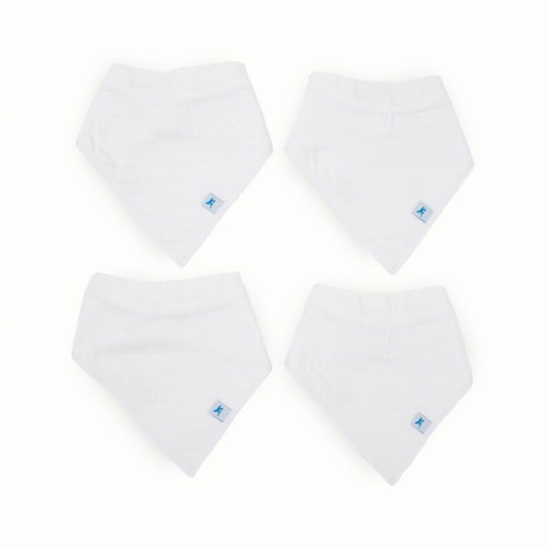 Little Unicorn Baby Bandana Bib 4 pack | Absorbent, Extra Soft Cotton for Drooling & Teething | Adjustable fit (White)