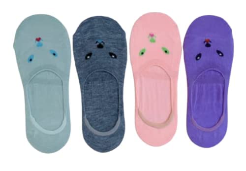 My E Shop NoShow Socks For GirlS  (Multicolour) Pack Of 4