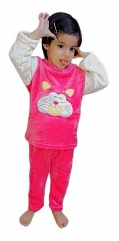 Trisav Fleece Pajama Suits for Kids Specially for Winters (Pink and White, 3XL(34 Years))