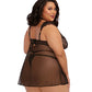 Dg Lace Babydoll With Thong  Blk 2X