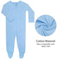Guisby Footed Long Sleeve Baby Pajamas With Zipper Cotton Infant Sleepers Light Blue+White Newborn