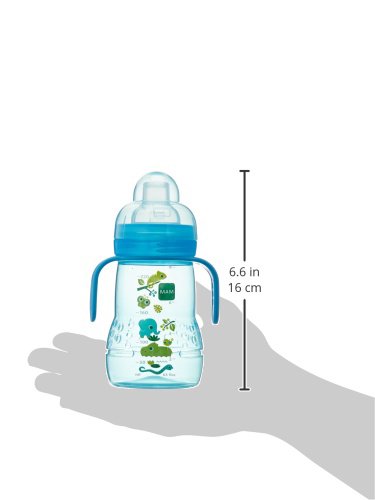 Mam Plastic Trainer Cup (1 Count), Trainer Drinking Cup With Extra-Soft Spout, Spill-Free Nipple, And Non-Slip Handles, For Boys