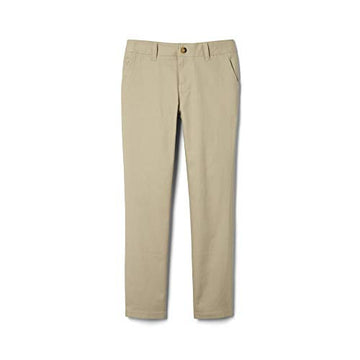 French Toast Girls Adjustable Waist Stretch Twill Straight Leg (Standard  Plus) Pants, Khaki, 12 Plus