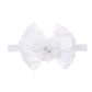 Baby Flower Chiffon Floral Headband With Bow Hair Band And Headwear Bbg75 (-White Bow-)