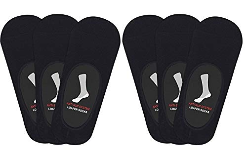 Tubination Loafer Socks Man,Boy & Woman Unisex Loafer Socks AntiSlip Loafer No Show Socks Black Color (Pack Of 6)