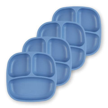 Re-Play Toddler Plates With Dividers - Deep-Walled 3 Compartments Divided Plates For Kids - Dishwasher & Microwave Safe - Made I