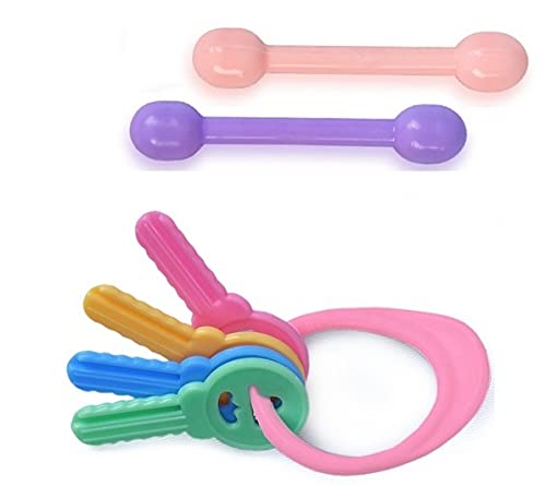 Manan Shopee Non Toxic Toddler And Infant Baby 2 In 1 Tooth Sooter Teether Keys Teething Toys For Baby Toy Textured Silicone For