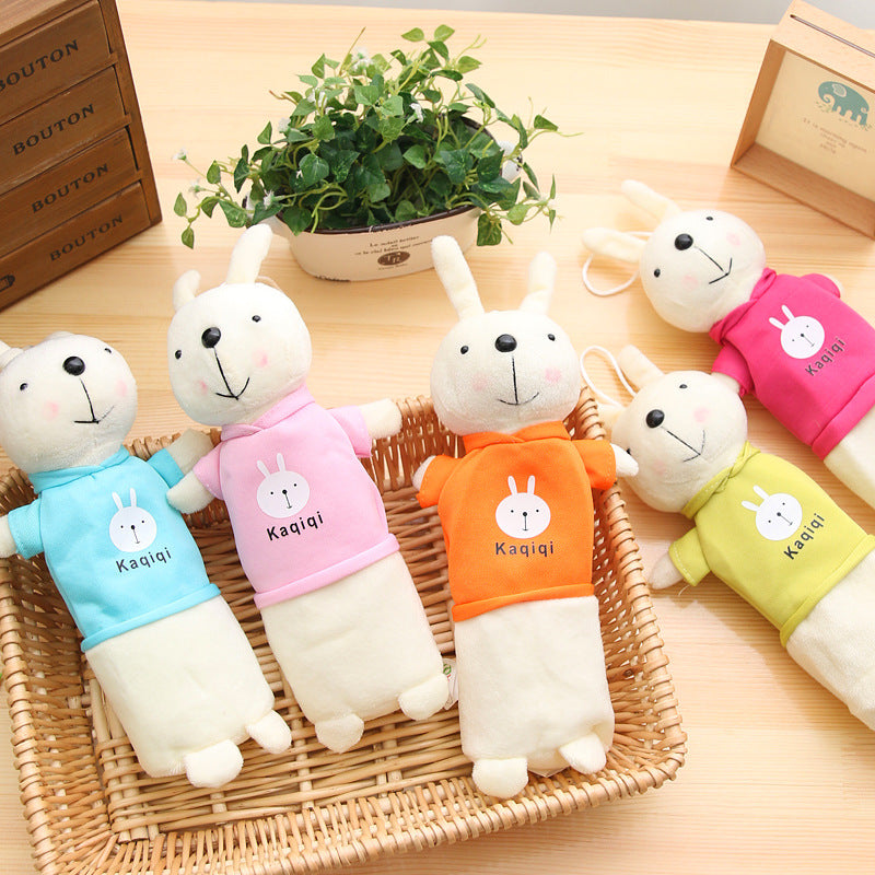 Korean Style Simple Cartoon Rabbit Pencil Case Creative Pencil Stationery Bag Children's Cute Plush Toy Primary School Gift