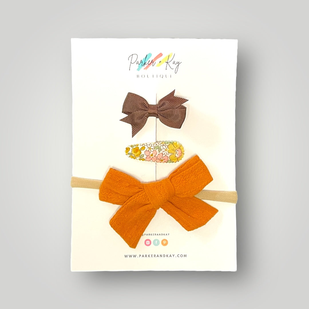 Baby 3-Piece Textured Bow Variety Set