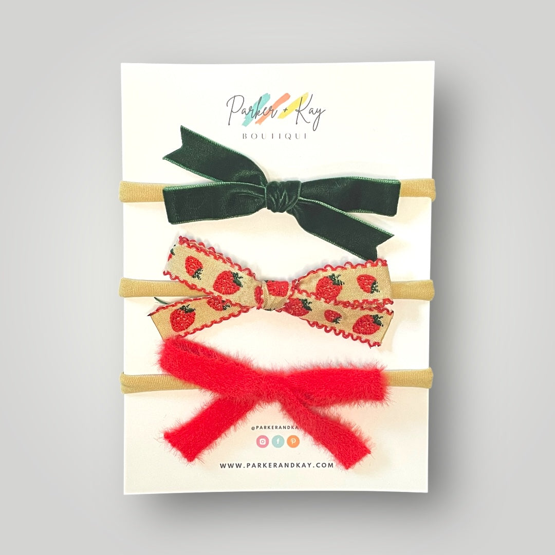 Strawberry Fields 3-Piece Hair Bow Variety Set