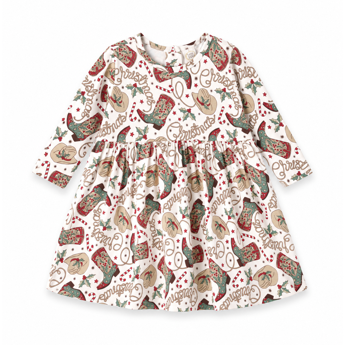 Western Christmas Girls Dress – Soft Bamboo Holiday Style