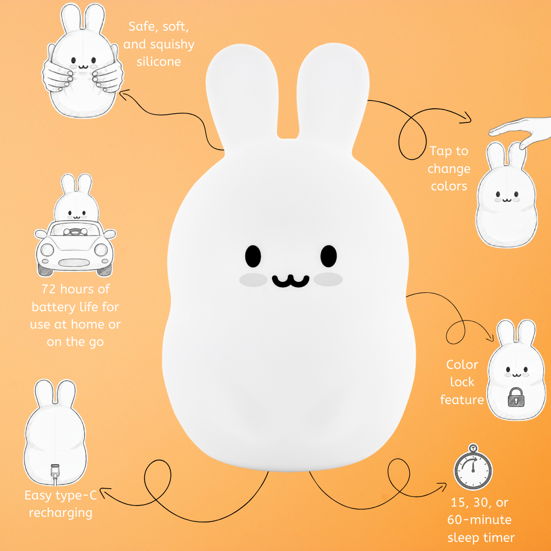 LumiPets® Baxter the Bunny- Children's Touch Night Light
