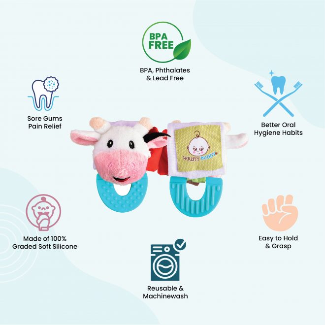 Cow Teething Hand Toys for 4 Month Old Baby Boys & Infants
