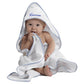 Fastasticdeal Custom Personalized Embroidered Cotton White W/Blue Bath Baby Hooded Towel