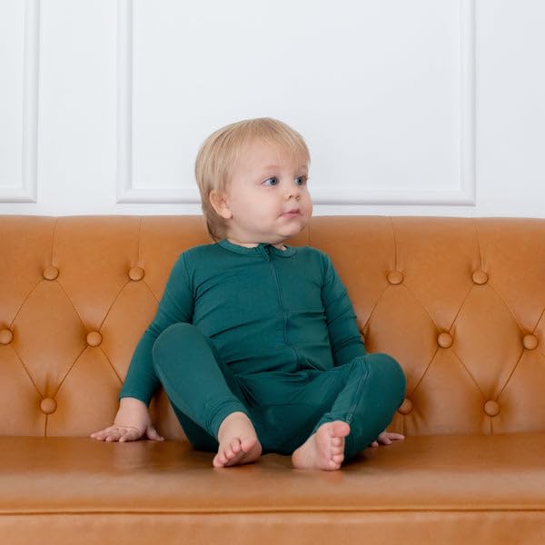 KYTE BABY Soft Bamboo Rayon Rompers, Zipper Closure, 0-24 Months (Newborn, Emerald)