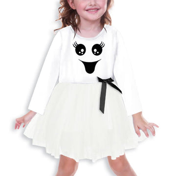 Girls Halloween Dress Dress Cute Ghost Tutu Dress Novelty Dresses White Dresses 5-6 Years