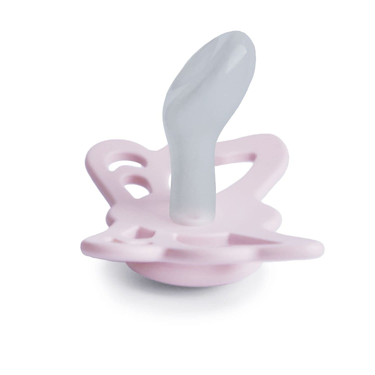 Frigg Butterfly Anatomical Silkysoft Silicone Baby Pacifier | Made In Denmark | Bpa-Free (White Lilac/Twilight Mauve, 6-18 Month