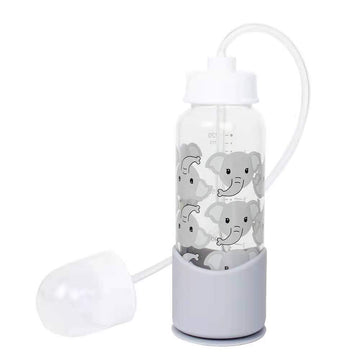 Hands-Free Baby Bottle - Anti-Colic Self Feeding System 7 Oz Glass Bottle (1 Pack - Elephant)