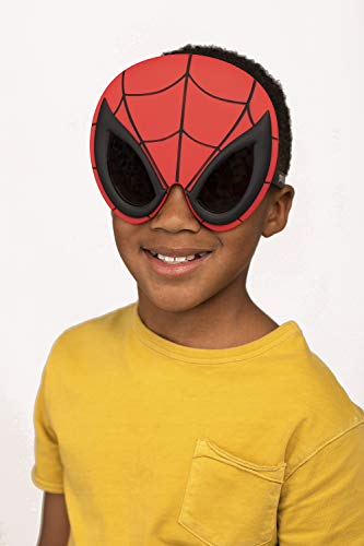 Sun-Staches Marvel Official Spider-Man Sunglasses | Full Mask Costume Accessory | One Size Fits Most