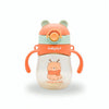Babylief Soft Straw for 360 Drinking Sippy Water Bottle with Handles and Straps, Cartoon Animal Design (Peachy Orange)