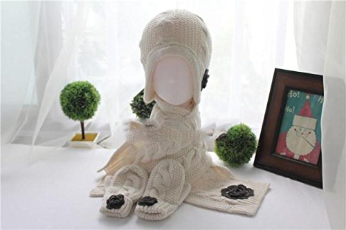 Ahyuan Baby Girls Warm Cable Knit Hat Scarf Mitten 3Pc Accessory Set