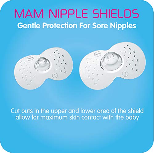 Mam Breastfeeding Nipple Shields With Sterilizing Storage Case, Nipple Shields For Nursing Newborn, Size 2 Regular 23Mm, 2-Count