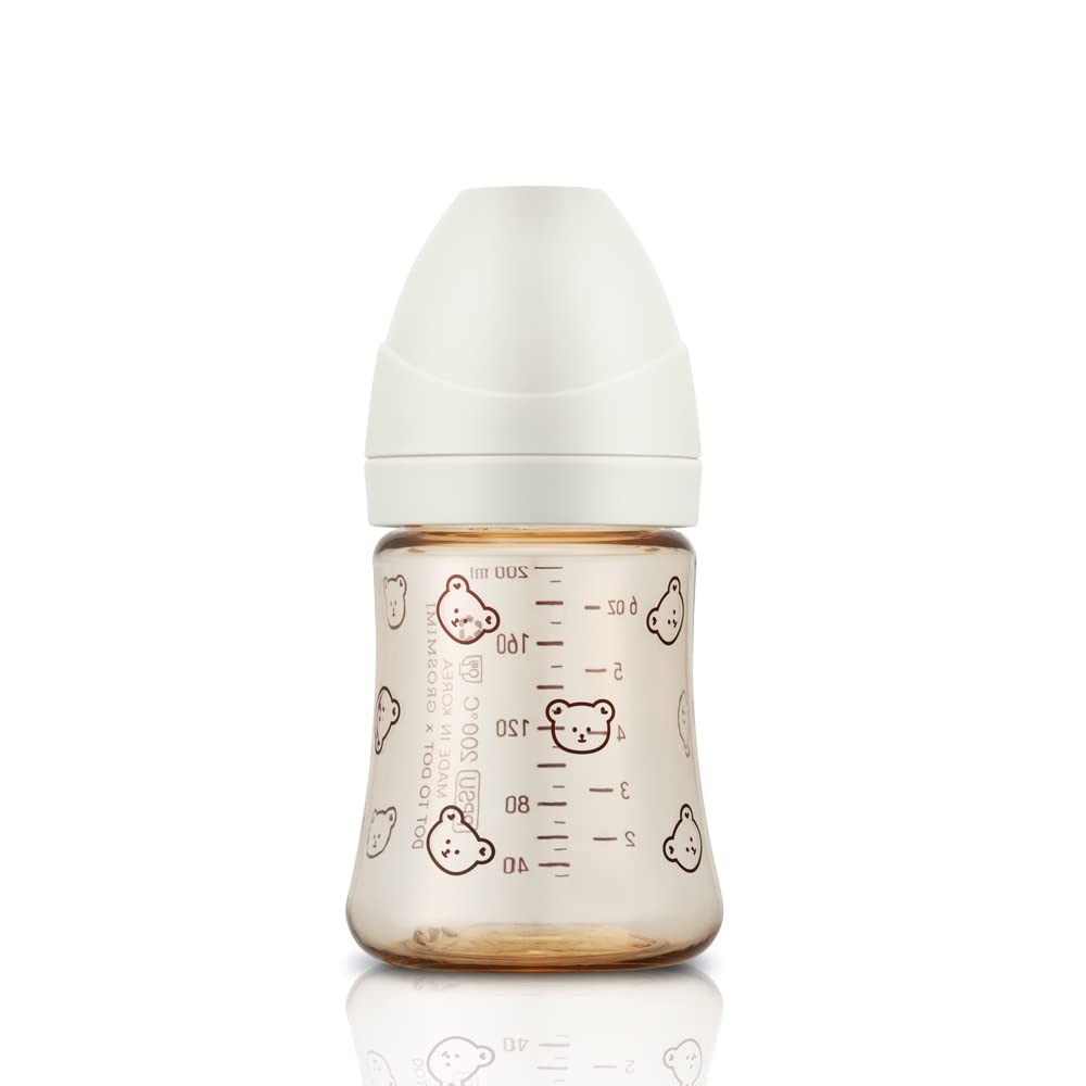 Grosmimi Ppsu Baby Bottle, Bpa Free (6Oz Bear_White)