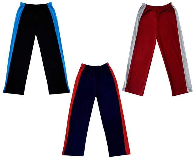 Girls Solid Cotton Side Patta Regular Pyjamas Lower (Pack of 3) Maroon::Navy Blue::Black