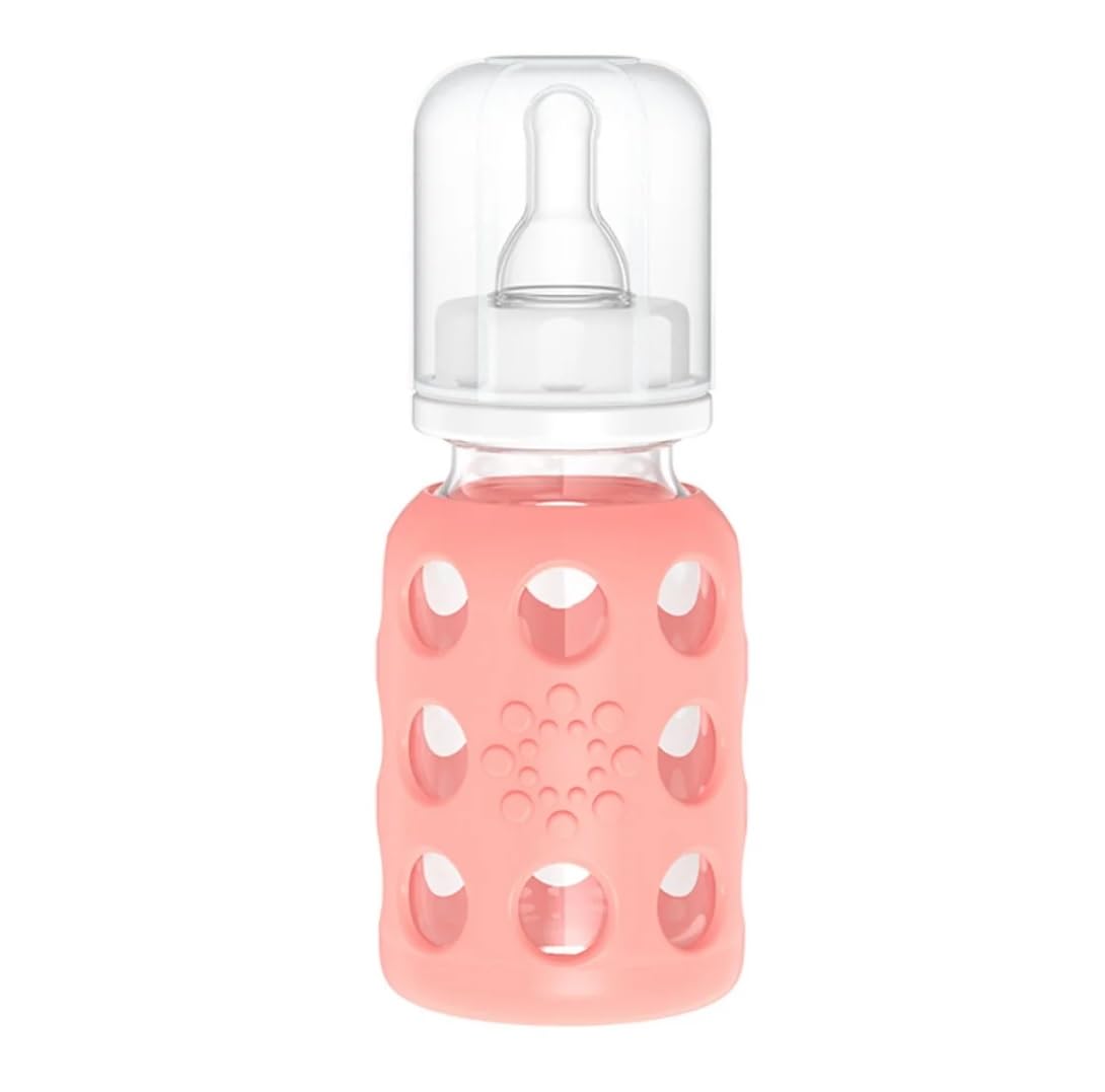 Lifefactory Glass Baby Bottle With Stage 1 Nipple And Protective Silicone Sleeve Cantaloupe, 4 Oz
