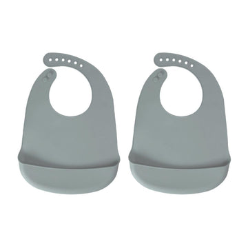 Baby Pick Silicone Bibs For Babies- Bpa-Free Waterproof Bib With Pocket- Dishwasher Safe Feeding Bib With Food Catcher (Grey X 2