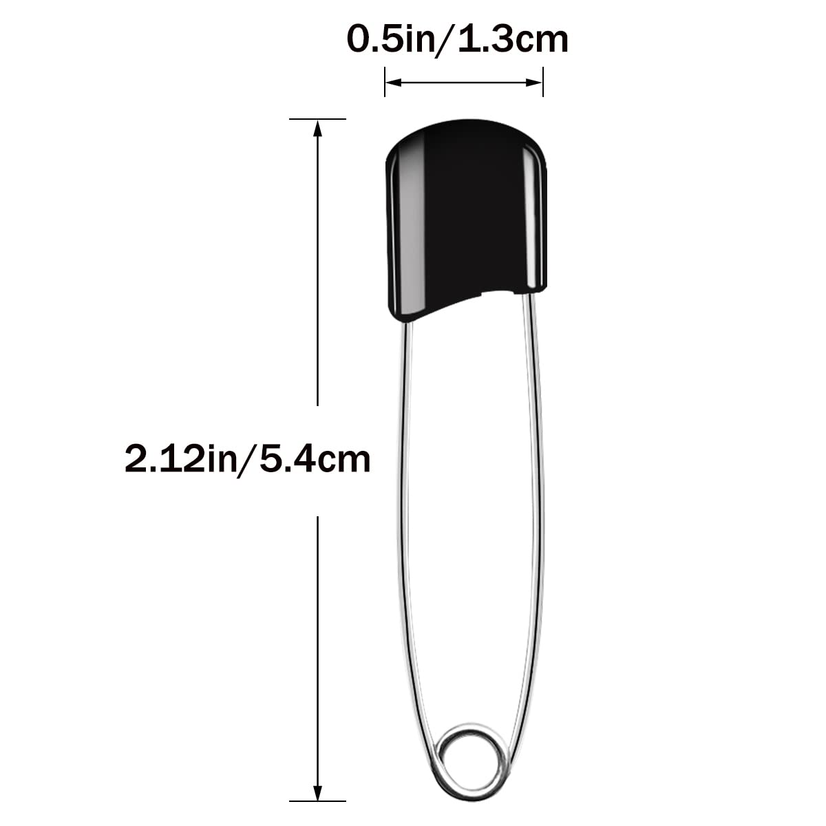 50 Pcs Diaper Pins, Plastic Head Safety Pin With Safe Locking Closures (Black)