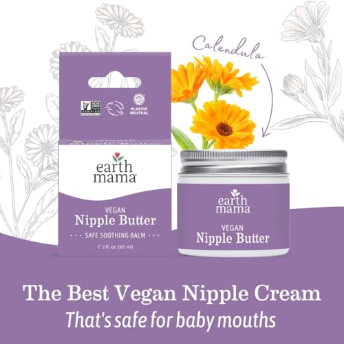 Earth Mama Vegan Nipple Butter | Cruelty-Free Breastfeeding Cream for Nursing Mamas | No Lanolin, 2-Ounce