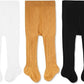 Cozyway Cable Knit Cotton Leggings/Tights For Baby Girls, 4 Pack, White/Black/Mustard, 0-3 Months Old