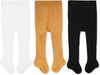 Cozyway Cable Knit Cotton Leggings/Tights For Baby Girls, 4 Pack, White/Black/Mustard, 0-3 Months Old