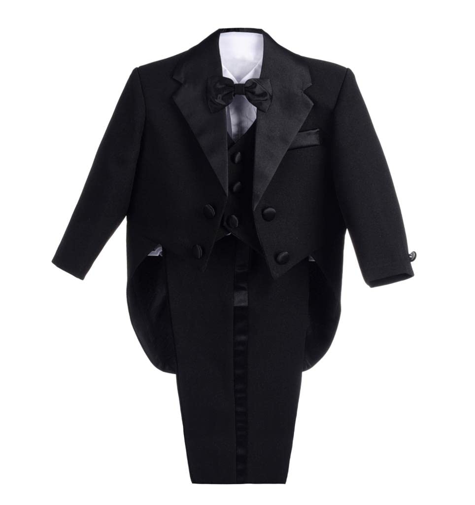 Dressy Daisy Baby Boy Tuxedo 5 Pieces Set Formal Dress Suit Gentleman Black Tux WBBAPB01MRLTEEK