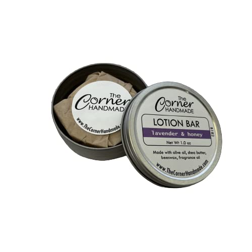 The Corner Handmade Lotion Bar Moisturizer With Beeswax And Shea Butter For Dry Skin, 1 Ounce (Lavender & Honey)