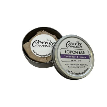 The Corner Handmade Lotion Bar Moisturizer With Beeswax And Shea Butter For Dry Skin, 1 Ounce (Lavender & Honey)