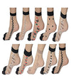 Hf Lumen Transparent/Net Nylon Side Flower Ankle Length Socks With Thumb (Pack Of 10)