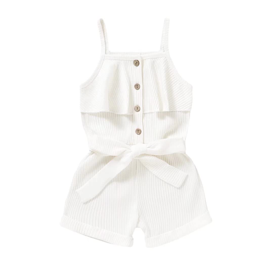 Tepuce 2 Year Old Girl Clothes Toddler Baby Strap Sleeveless One Piece Halter Romper Casual Summer Jumpsuit, Whit