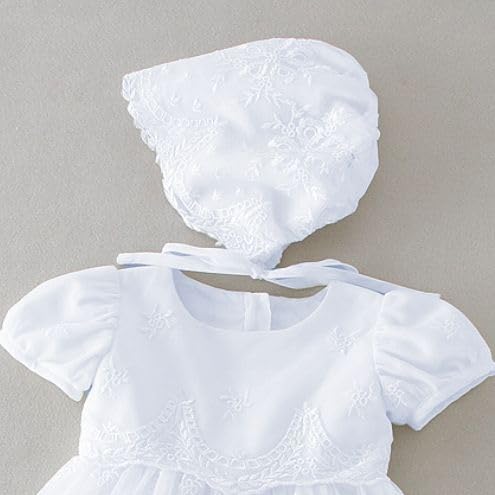 Bow Dream Baby Girls Christening Baptism Dress Formal Party Special Occasion Dresses For Toddler 4Pcs White 6-12 Months